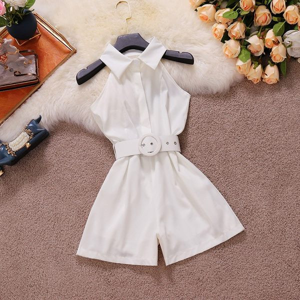 Női overall klasszikus galléros gombokkal és övvel