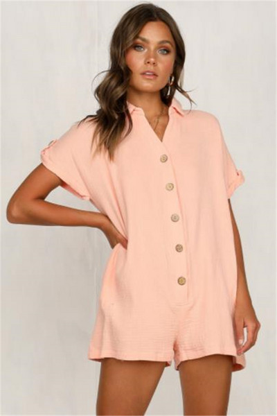 Rövid, lezser jumpsuit gombokkal - széles modell