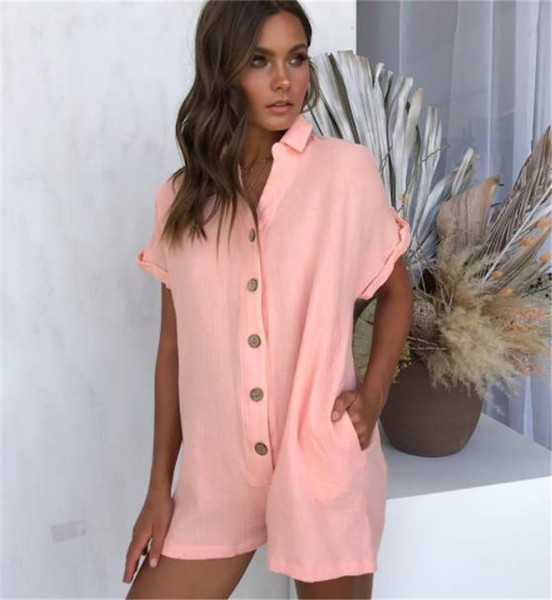 Rövid, lezser jumpsuit gombokkal - széles modell