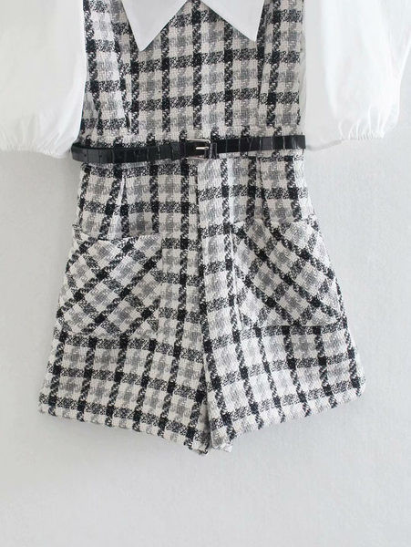 Női kockás overál retro stílusban