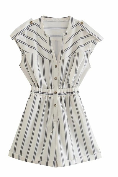 Nyári csíkos overall elasztikus derékkal