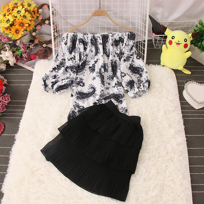 Moderns sieviešu komplekts-svārki un blūze