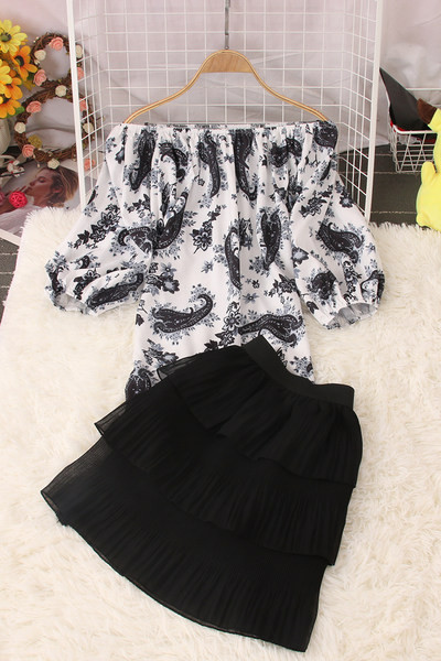 Moderns sieviešu komplekts-svārki un blūze