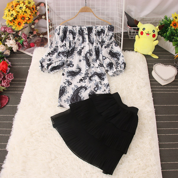 Moderns sieviešu komplekts-svārki un blūze