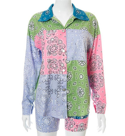 Moodne värvilise mustriga särgi ja retuuside komplekt