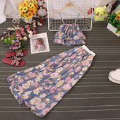 Lillemotiividega naiste komplekt-seelik ja topp