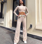 Alkalmi szett - rövid blúz és széles nadrág