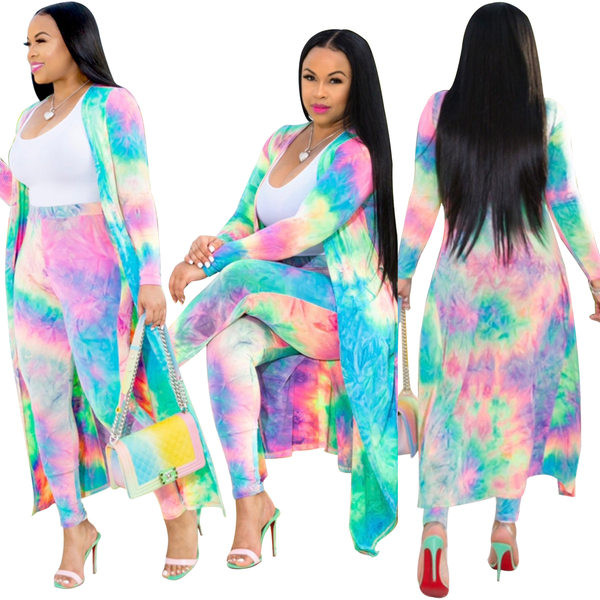 Női szett hosszú kabátból és magas derekú nadrágból