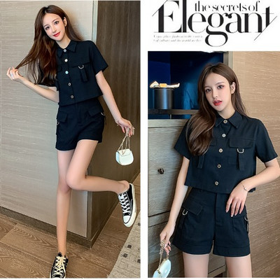 Suvine komplekt taskutega lühikesest särgist ja lühikestest pükstest