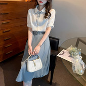 Naiste särk ja väljalõikega seelik koos vööga - igapäevane komplekt