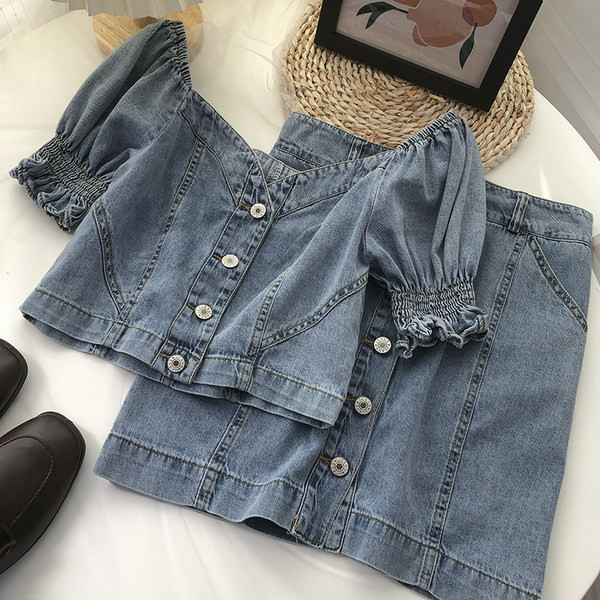 Női farmer szett gombokkal