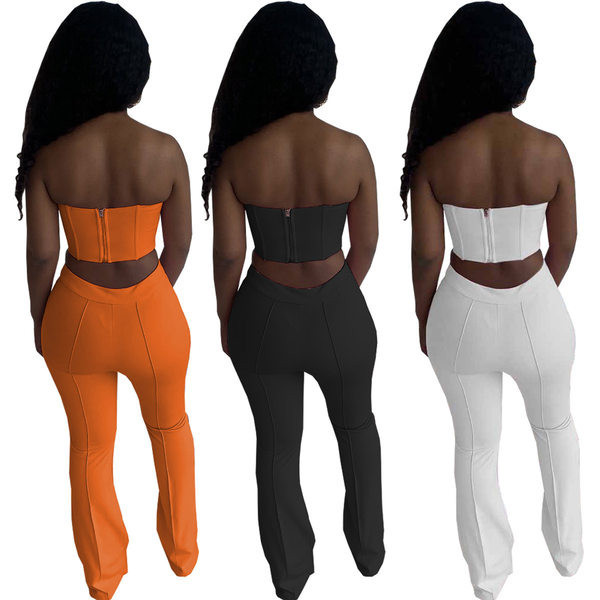 Uue mudeli naiste komplekt rinnakamate ja kõrge vöökohaga pükstega