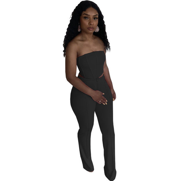 Uue mudeli naiste komplekt rinnakamate ja kõrge vöökohaga pükstega