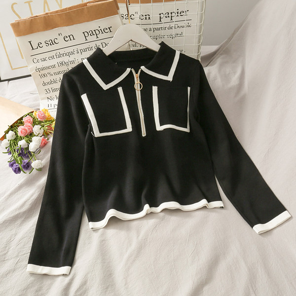 Sieviešu komplekts no divām daļām-blūze ar rāvējslēdzēju un biksēm