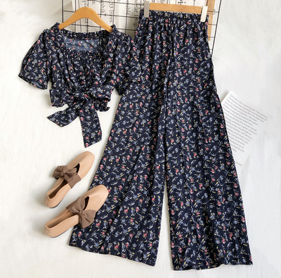 Jauna modeļa komplekts no divām daļām ar ziedu motīviem sievietēm