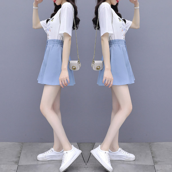 Uue mudeli suvine naiste T-särgi ja seeliku komplekt