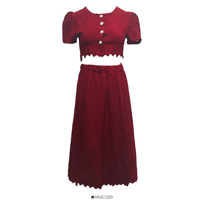 Sieviešu ikdienas komplekts-svārki un blūze ar pogām