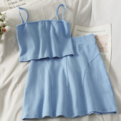 Moodne naiste komplekt kahest osast - lühike seelik ja topp