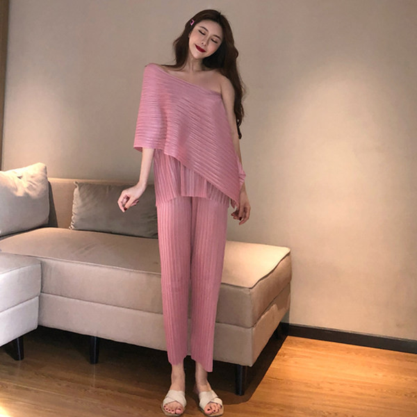 Casual velvetist komplekt - lai pluus ja pikad püksid