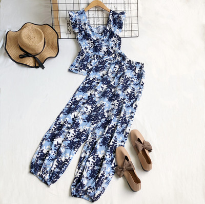 Naiste komplektne pluus V-kaelusega ja kõrge vöökohaga püksid