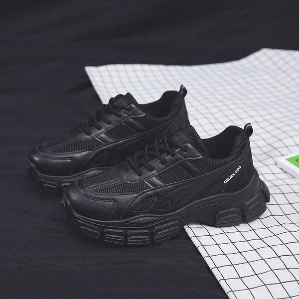 Έκο δερμάτινα αθλητικά παπούτσια με τραχιά σόλα και κορδόνια για γυναίκες