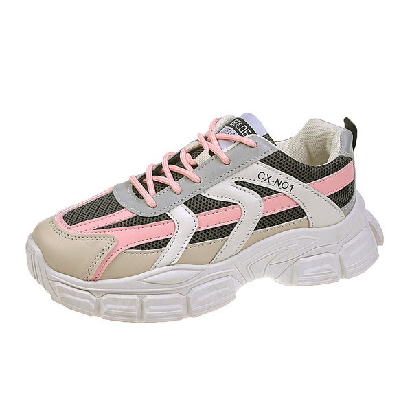 Γυναικεία αθλητικά παπούτσια από οικολογικό δέρμα με χρωματιστά κορδόνια