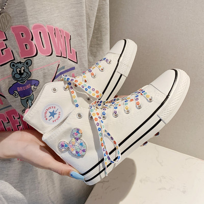 Moodsad naiste kõrged tekstiilist tossud värviliste lipsudega