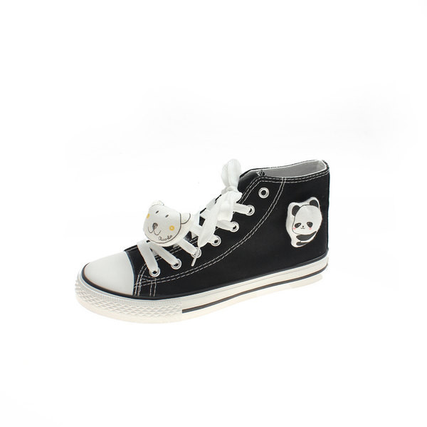 Naiste lõuendist kõrged tossud lameda talla ja 3D elemendiga