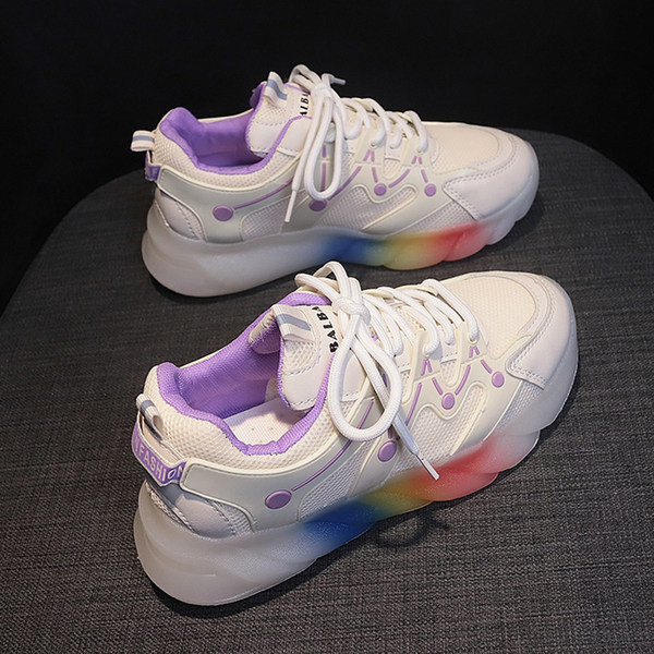Γυναικεία casual αθλητικά παπούτσια με πολύχρωμη σόλα