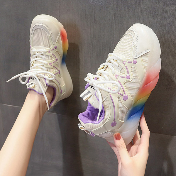 Γυναικεία casual αθλητικά παπούτσια με πολύχρωμη σόλα