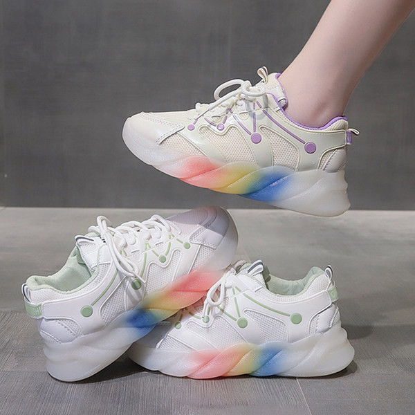 Γυναικεία casual αθλητικά παπούτσια με πολύχρωμη σόλα