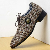 Meeste pidulikud tekstiilist kingad metallelemendi ja paeltega