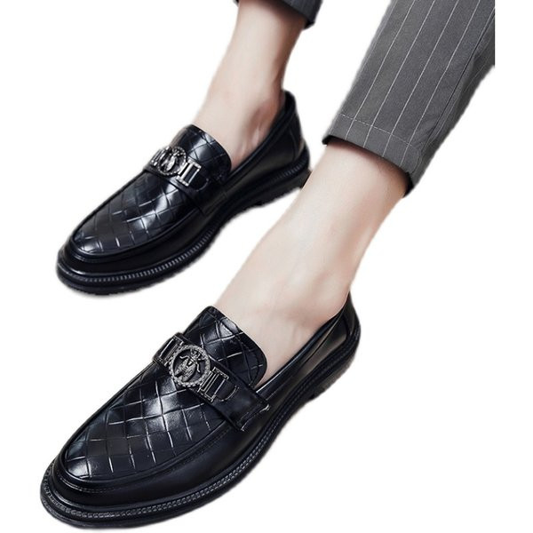 Eleganti vīriešu apavi no mākslīgās ādas ar metāla sprādzi