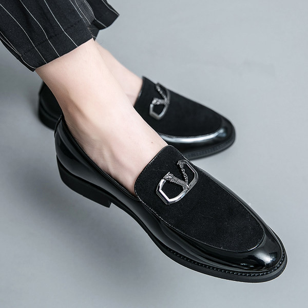 Vyriški batai iš eko odos ir eko zomšos su metalo apdaila