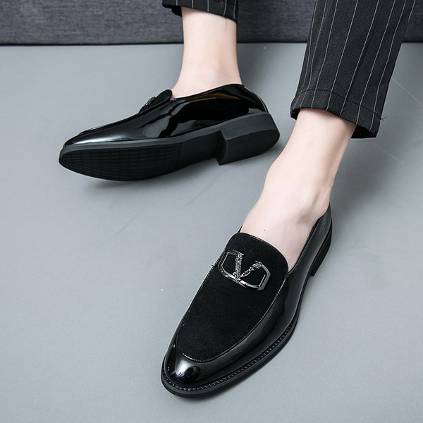 Vyriški batai iš eko odos ir eko zomšos su metalo apdaila