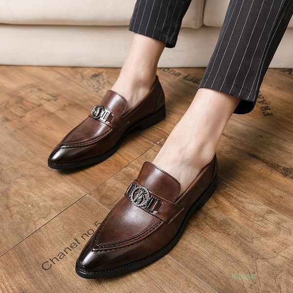 Uus mudel metallpandlaga nahast meeste kingad - pruun ja must