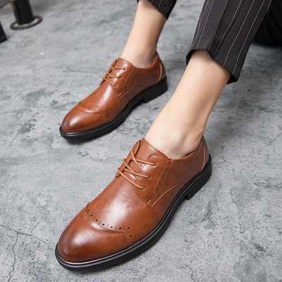 Eleganti vīriešu mākslīgās ādas apavi ar šņorēm