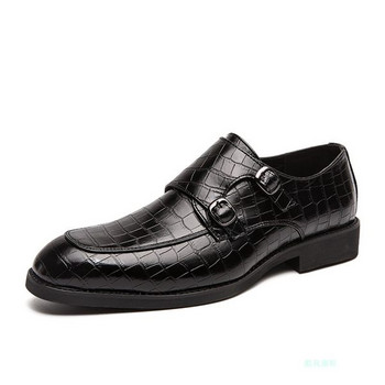 Модерни официални мъжки обувки с катарама - черен и кафяв цвят