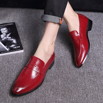 Изчистен модел лачени елегантни обувки за мъже