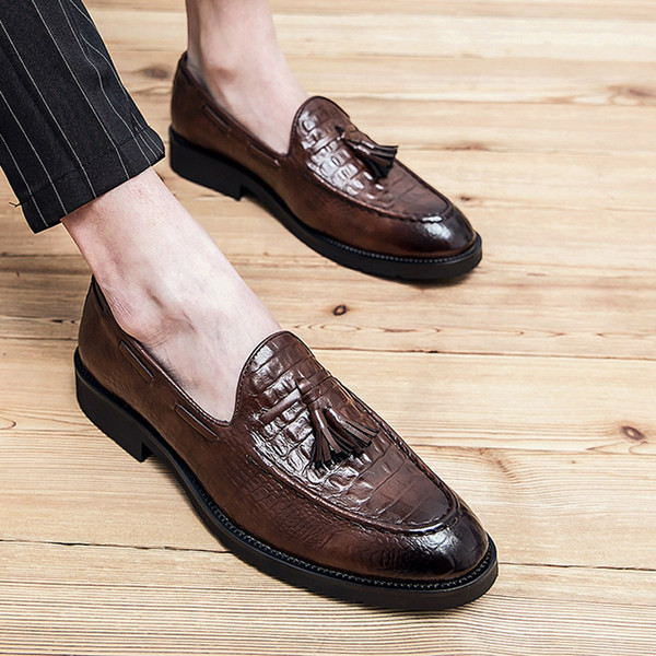 Öko-nahast meeste pidulikud jalatsid tutiga