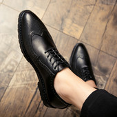 Vīriešu smailas elpojošas kurpes ar mākslīgās ādas šņorēm