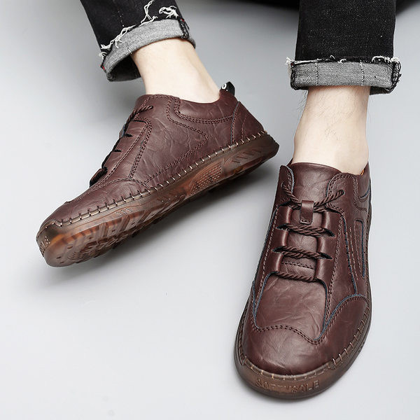 Paelte ja lameda tallaga ökonahast meeste kingad