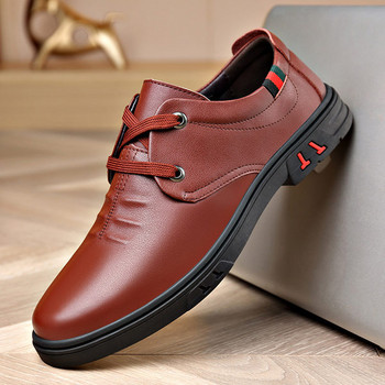 Мъжки обувки от еко кожа с връзки-в два цвята
