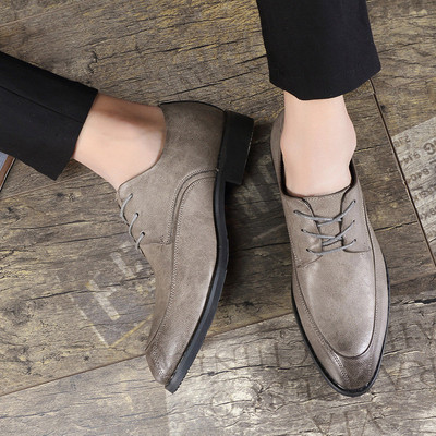 Ανδρικά έκο δερμάτινα παπούτσια μυτερό μοντέλο με κορδόνια