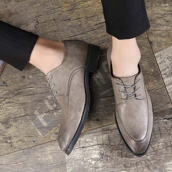 Ανδρικά έκο δερμάτινα παπούτσια μυτερό μοντέλο με κορδόνια