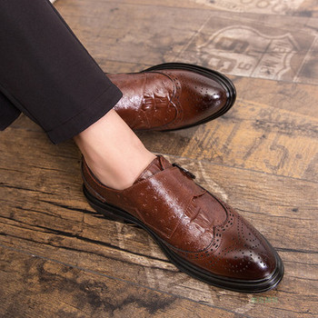 Нов модел мъжки заострени обувки от изкуствена кожа