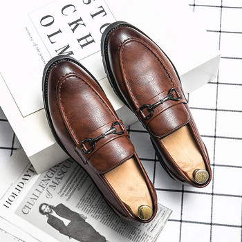 Официални мъжки обувки от еко кожа с метален елемент