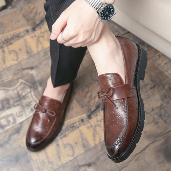 Официални мъжки обувки с панделка - еко кожа
