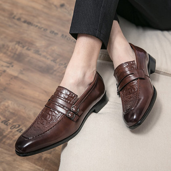 Нов модел мъжки обувки от еко кожа с катарама -ретро стил