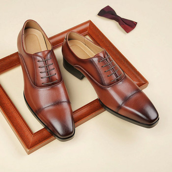 Мъжки лачени обувки с връзки в два цвята